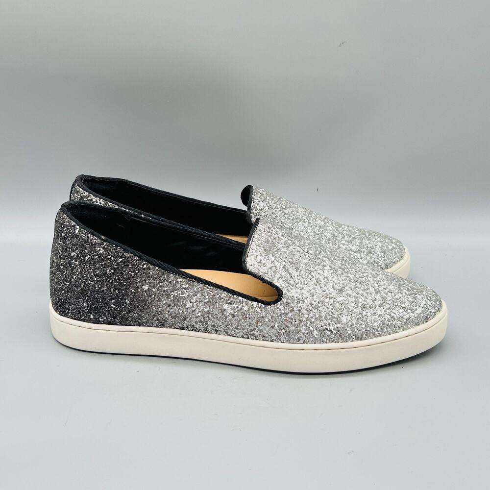 Birdies Shoes Womens 10 Silver Glitter Slip On Sneaker Flats Casual Comfort - Picture 1 of 11